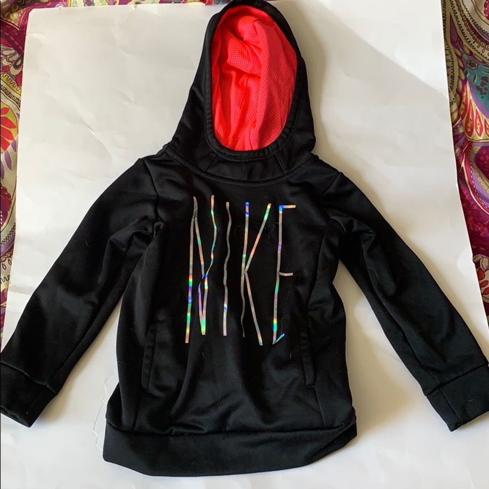Nike dri fit hoodie with holographic lettering